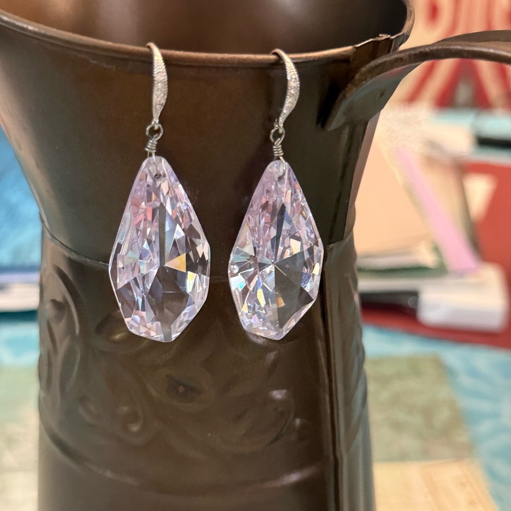 Brilliant Silver Crystal Drop Earrings